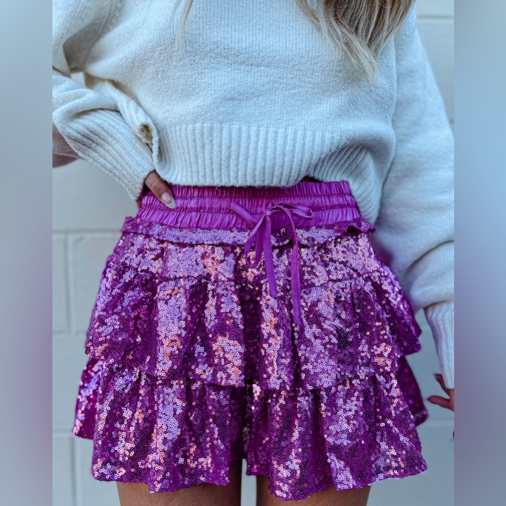 The Swank Company | Roxanne Sequin Ruffle Skort